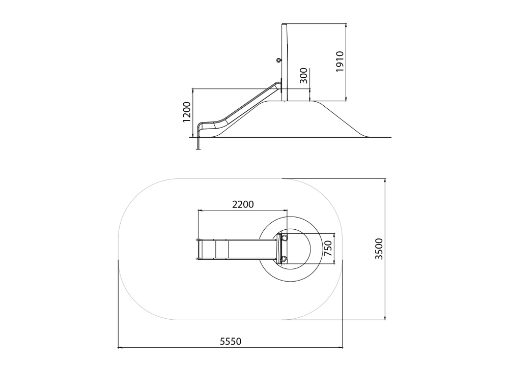 ДП 4.135 Нержавеющая горка на склон 1200 мм