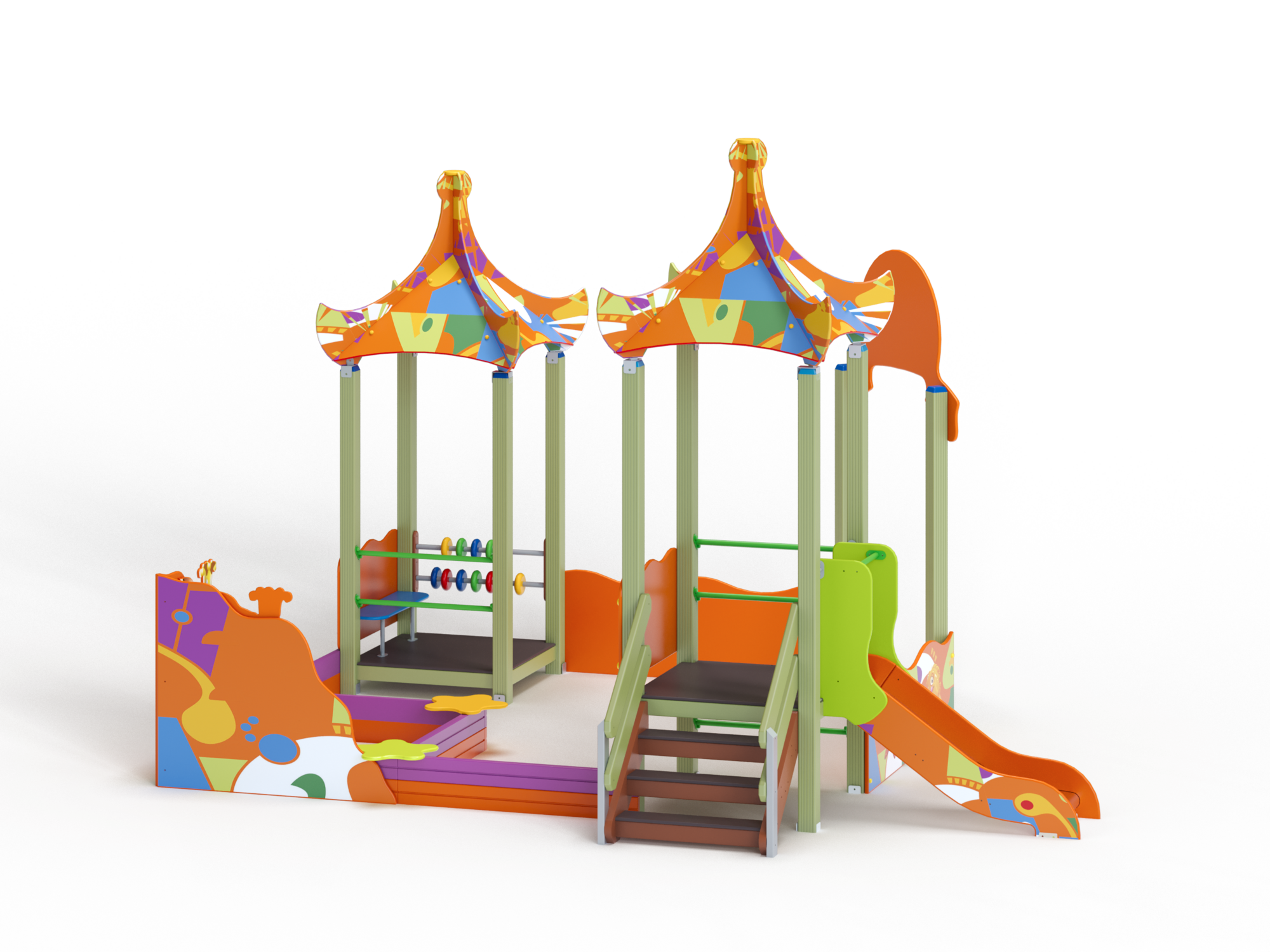 МФ 3.303 Песочный дворик Золотая рыбка с горкой Граффити