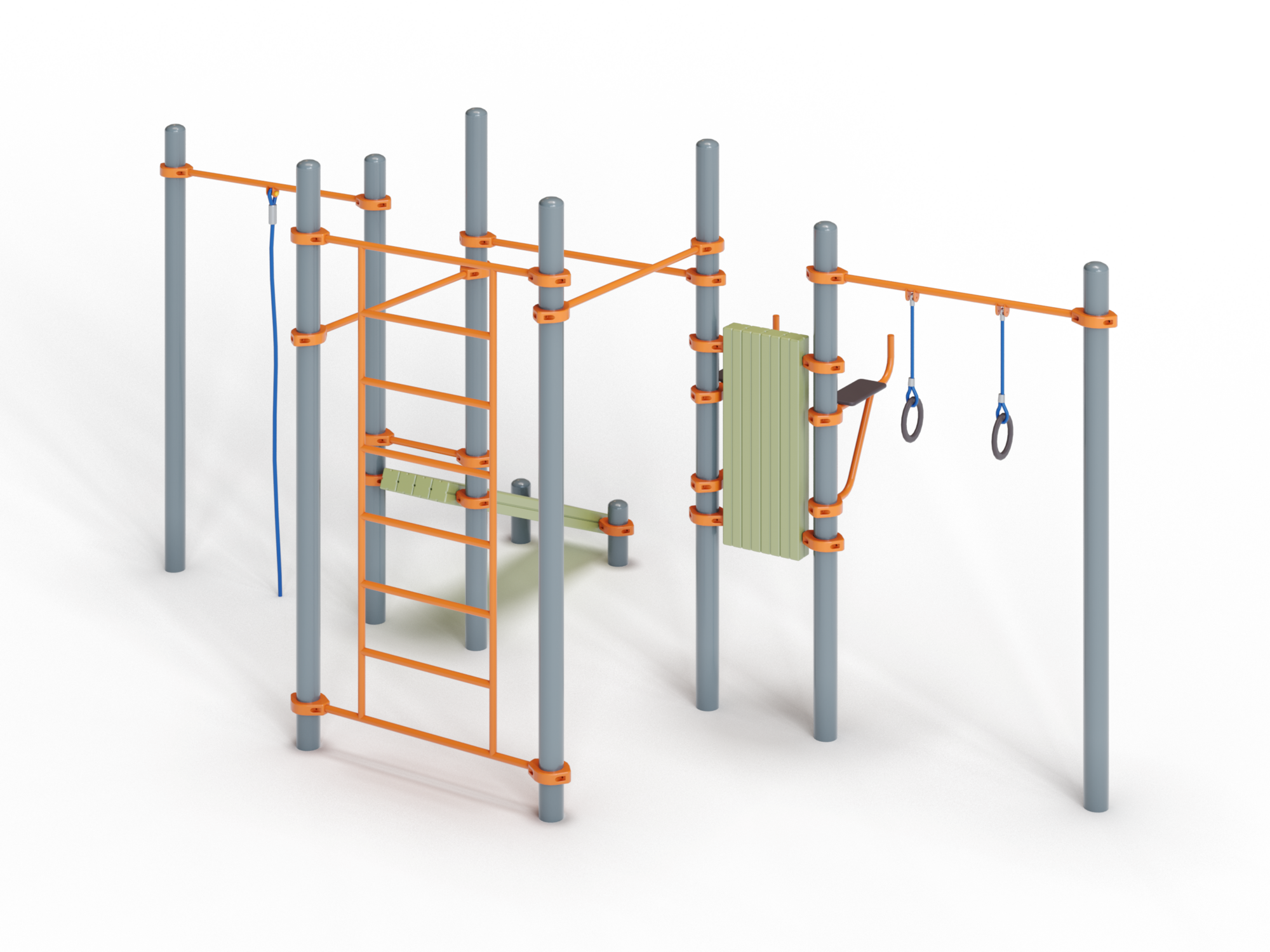 СО 7.221 Воркаут комплекс с брусьями и скамьей