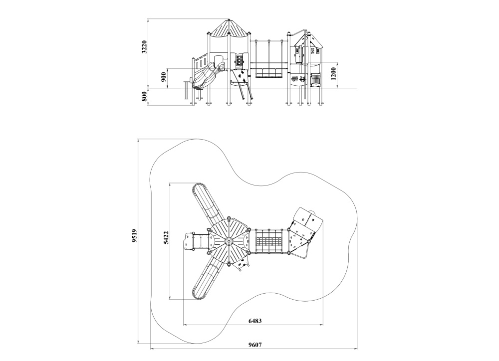 УК 7.813 Универсальный комплекс две башни с крышами