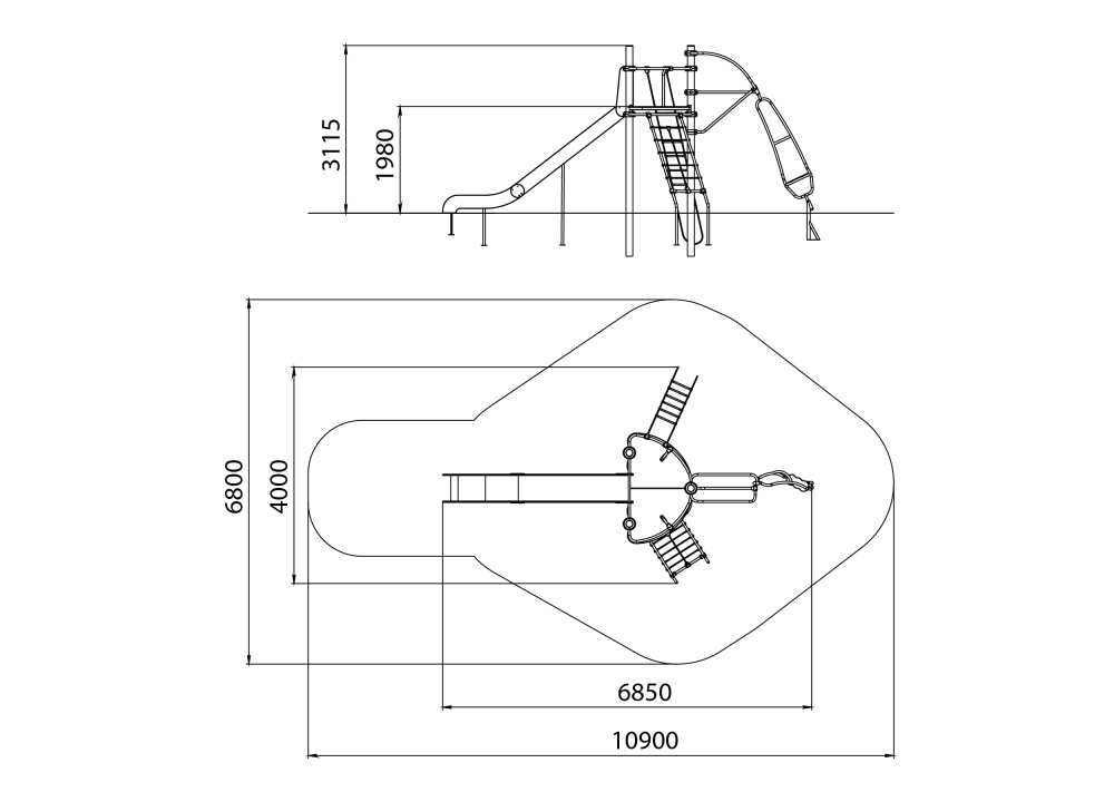 УК 7.112.11 Башня с горкой и лестницей цинк