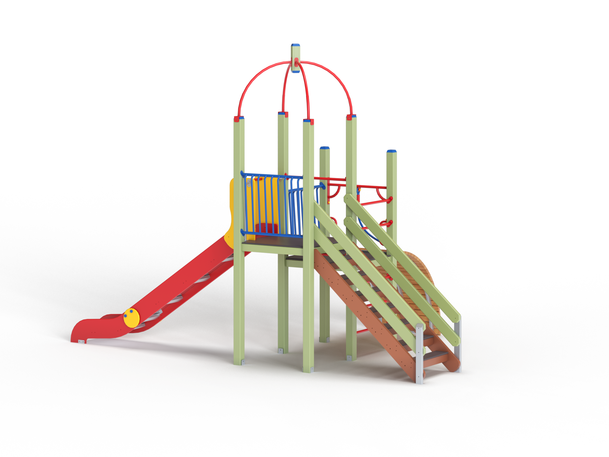 ДИК 1.225-ДЕРЕВО Детский игровой комплекс Горка с трапом Н=1500