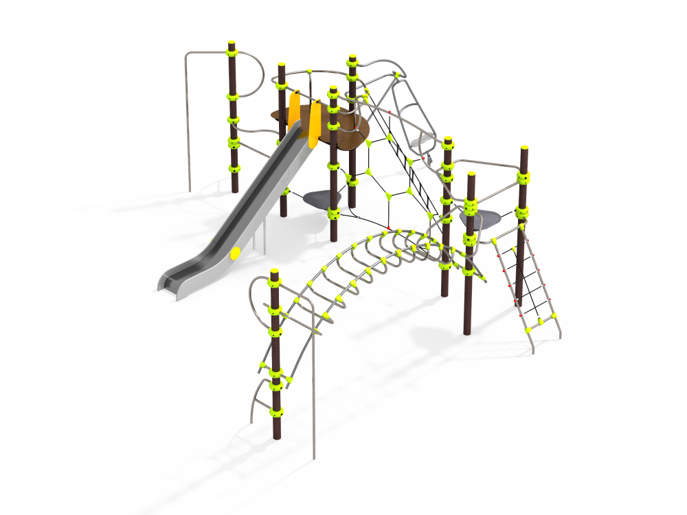 УК 7.305.11 Две башни с горкой, рукоходом и сеткой цинк