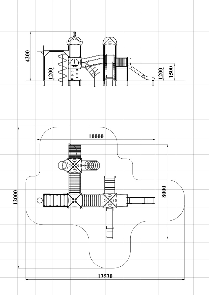 ДИК 3.168 Детский игровой комплекс Н=1200,1500 мм граффити
